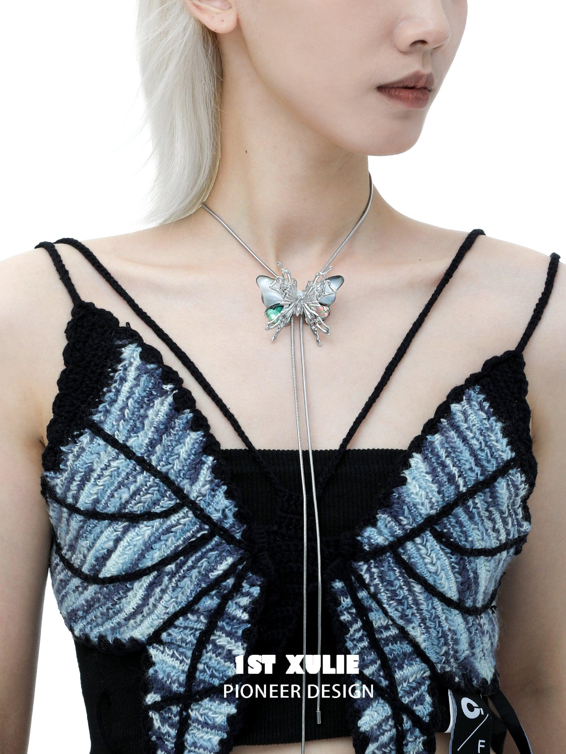 18K Platinum Plated Butterfly Shell Necklace for Women - Elegant Boho Beach Jewelry Gift for Her, Perfect for Weddings, Vacations & Summer Outfits