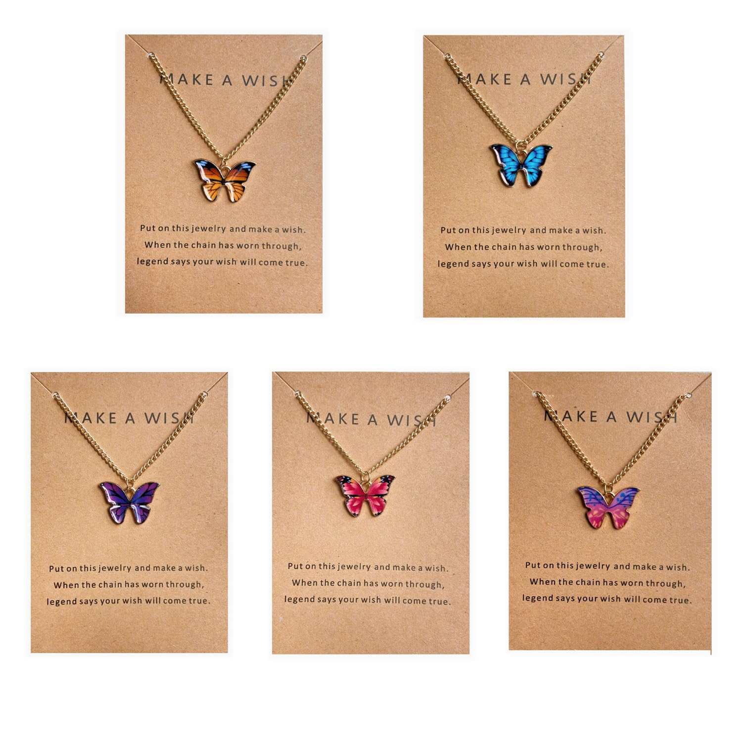 Shining Diva Fashion 5-6 Pcs Stylish Butterfly Jewelry Necklace Set for Women - Elegant Pendant Necklace Gift for Girls, Teens & Women | Perfect for Birthday, Anniversary, Party & Special Occasions