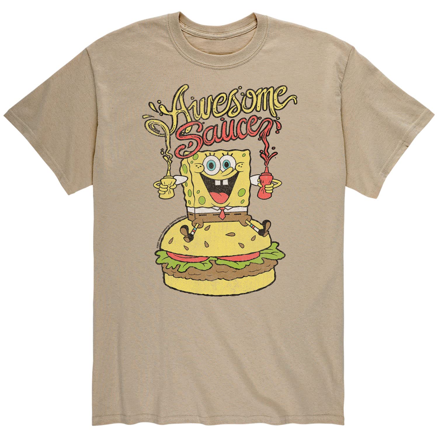 Spongebob Squarepants Awesome Sauce Men's Graphic T-Shirt | Short Sleeve Casual Tee for Everyday Wear | Funny Cartoon Shirt for Fans & Gifts
