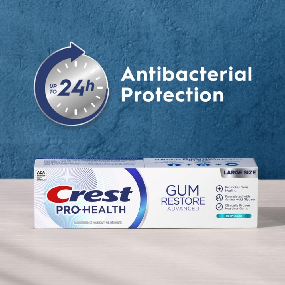 Crest Pro-Health Advanced Gum Restore Deep Clean Toothpaste 4.8 oz (3-Pack) - Anticavity & Antibacterial Fluoride Toothpaste for Gum & Enamel Protection - Clinically Proven for Fresh Breath & Oral Health - Ideal for Daily Dental Care & Family Use