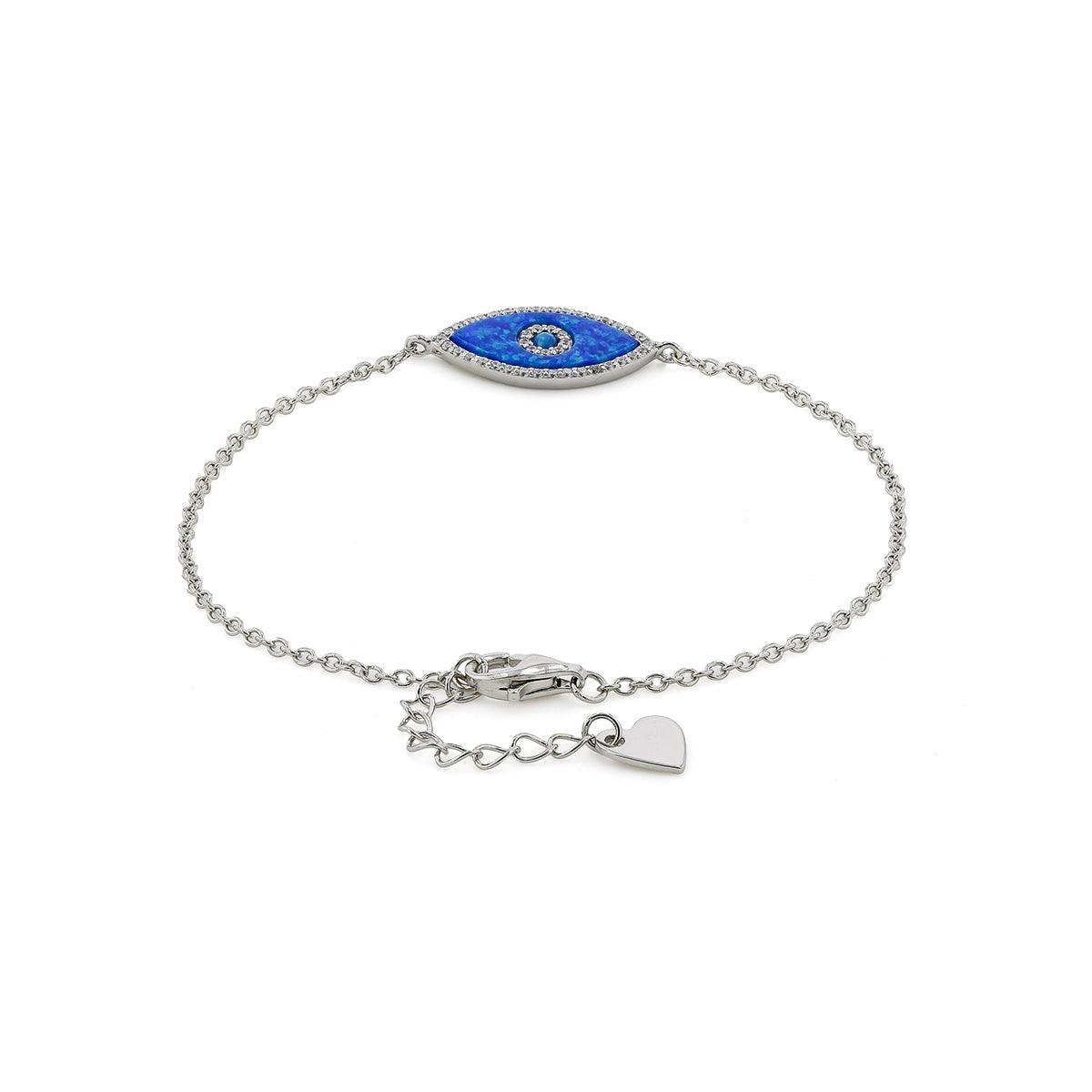 Marquise Cut Blue Opal Evil Eye Protection Bracelet - Handmade Boho Chic Jewelry for Women, Spiritual Healing & Positive Energy - Perfect for Yoga, Meditation & Everyday Wear