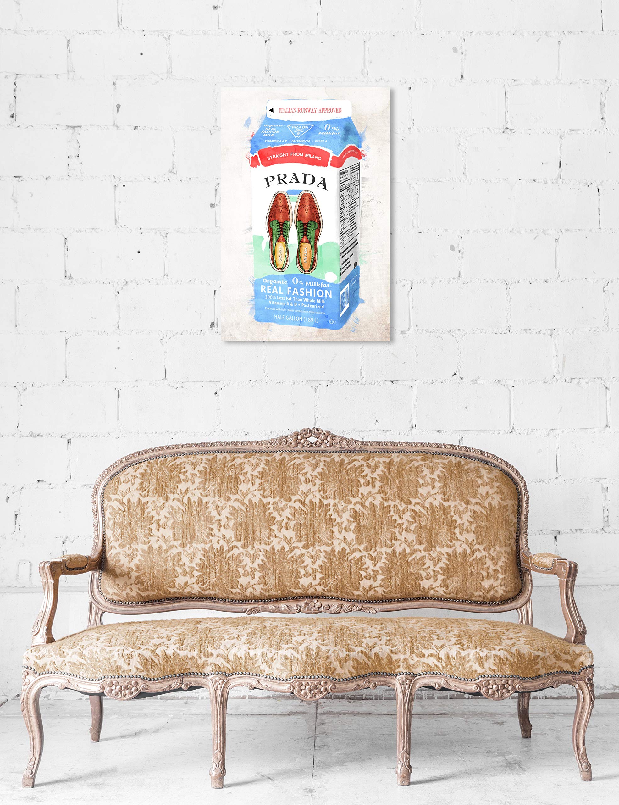 Oliver Gal Artist Co. 'Milano Milk' Fashion Wall Art Canvas Print - 20x30 Inch Modern Home Decor in White & Red - Perfect for Living Room, Bedroom or Office Decor