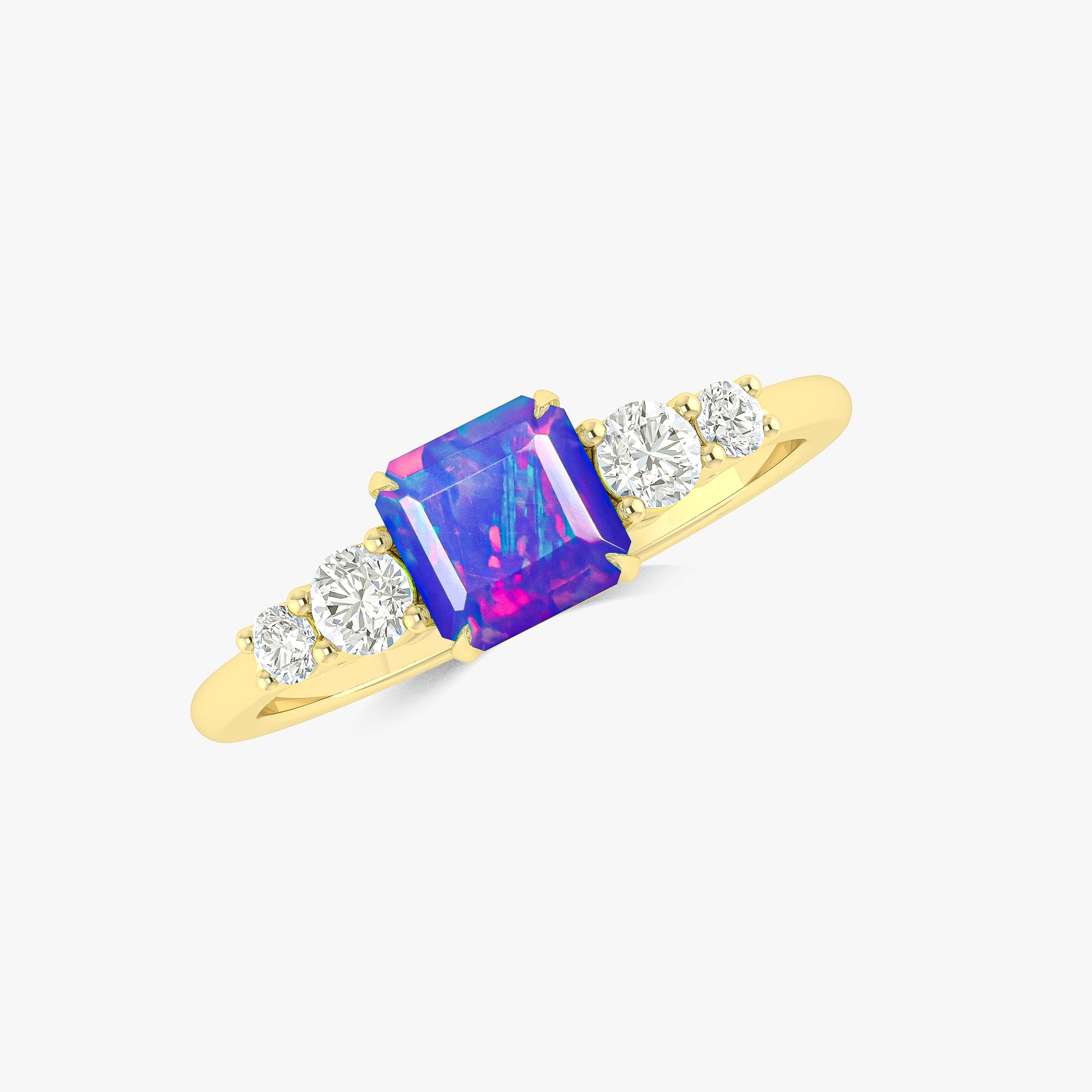 Lavender Natural Fire Faceted Octagon Opal Ring for Women - Handmade Sterling Silver Jewelry - Perfect for Weddings, Parties & Everyday Elegance