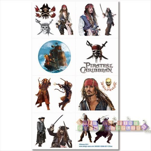 Pirates of the Caribbean Temporary Tattoos - 16 Count Waterproof Fake Tattoos for Kids & Adults - Perfect for Halloween Costumes, Cosplay, and Themed Parties