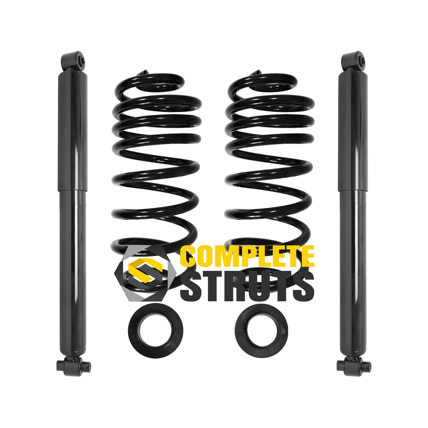 2002-2009 Chevrolet Trailblazer Rear Air Suspension to Gas Shock Conversion Kit - Passive Shock Absorbers & Coil Springs Replacement Pair (Improves Ride Comfort & Handling for Off-Roading, Towing & Daily Driving)