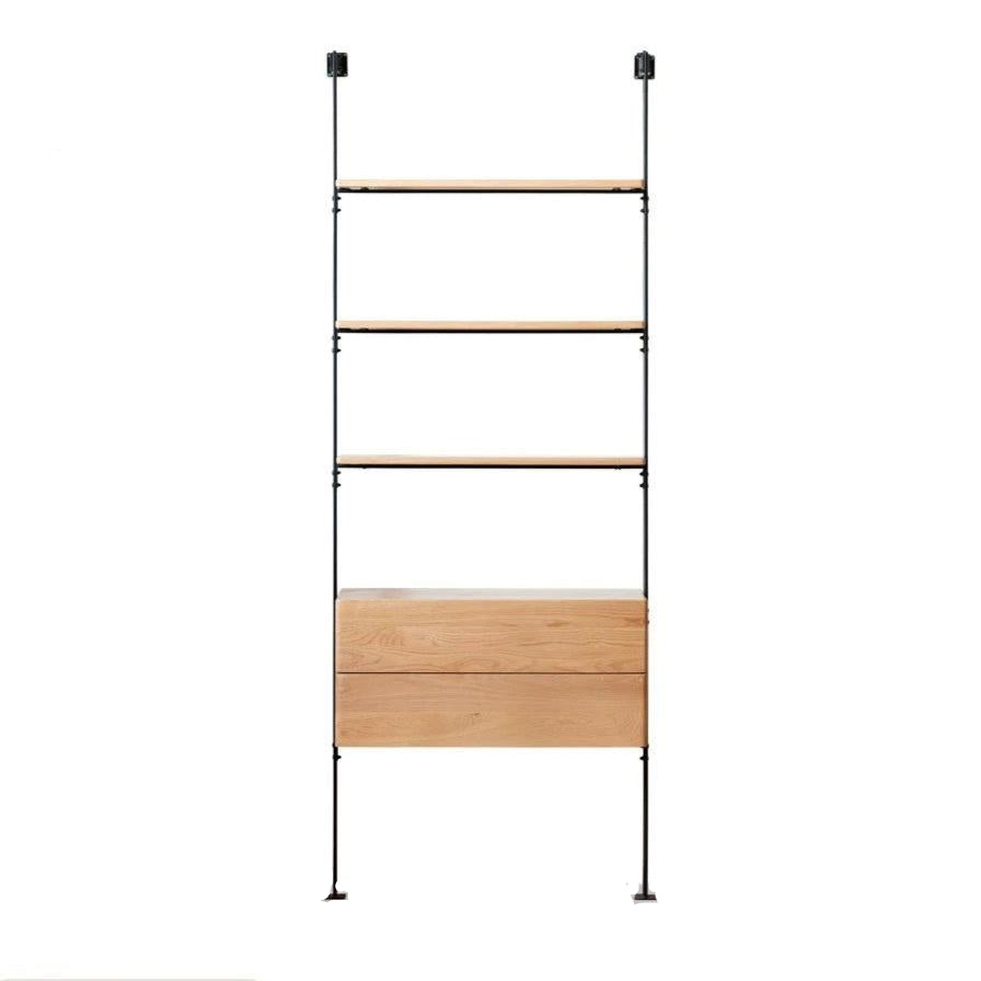 Solid Oak Wood Industrial Style Multi-Tier Storage Shelf - Perfect for Home Office, Garage & Living Room Organization