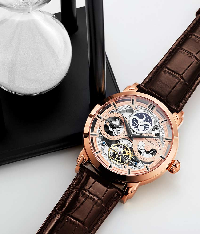 Anatol 3924 Automatic 47mm Skeleton Watch for Men - Luxury Stainless Steel Mechanical Timepiece - Perfect for Business, Formal Events & Daily Wear