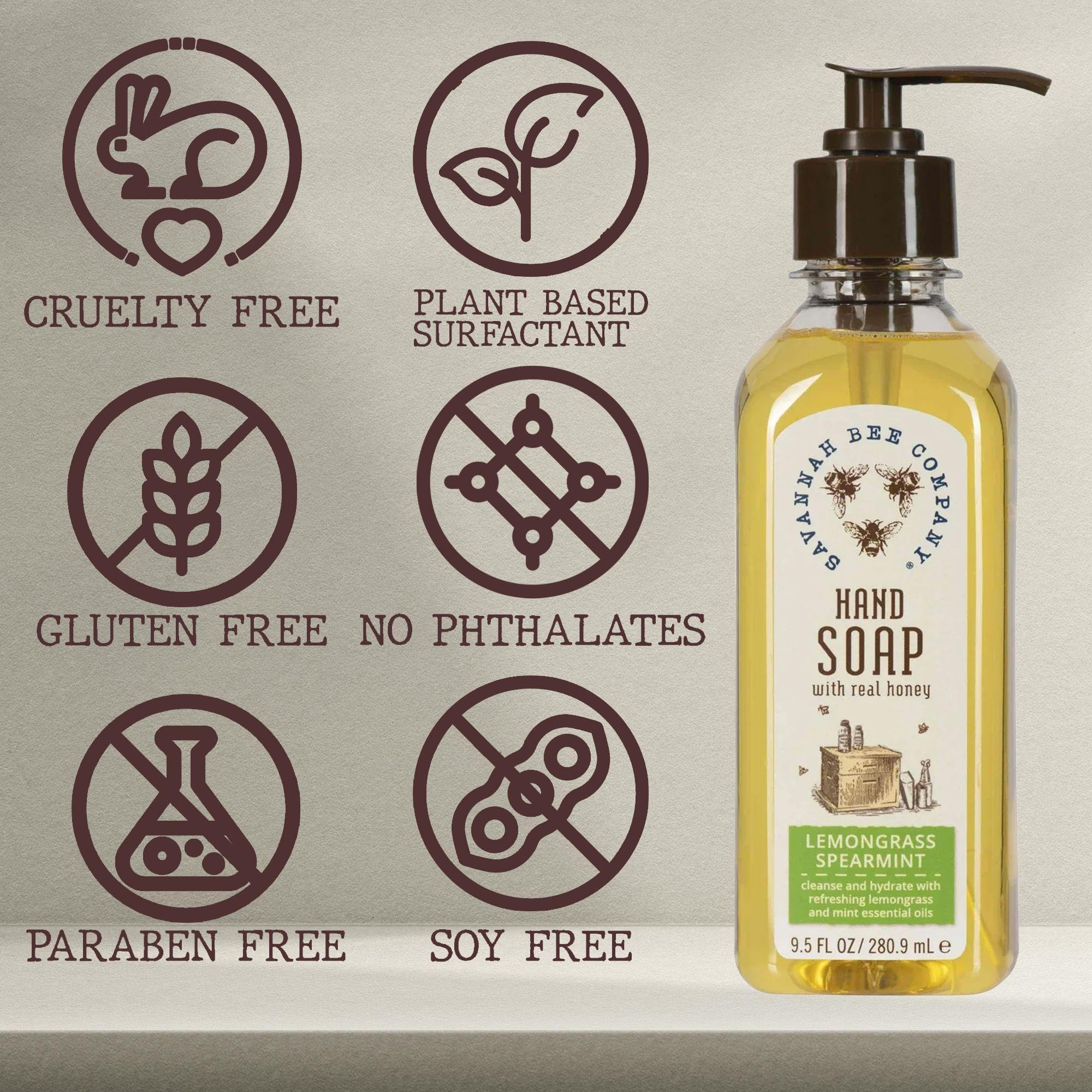 Savannah Bee Company Natural Liquid Hand Soap with Essential Oils | Moisturizing & Antibacterial | Perfect for Home, Office & Travel Use