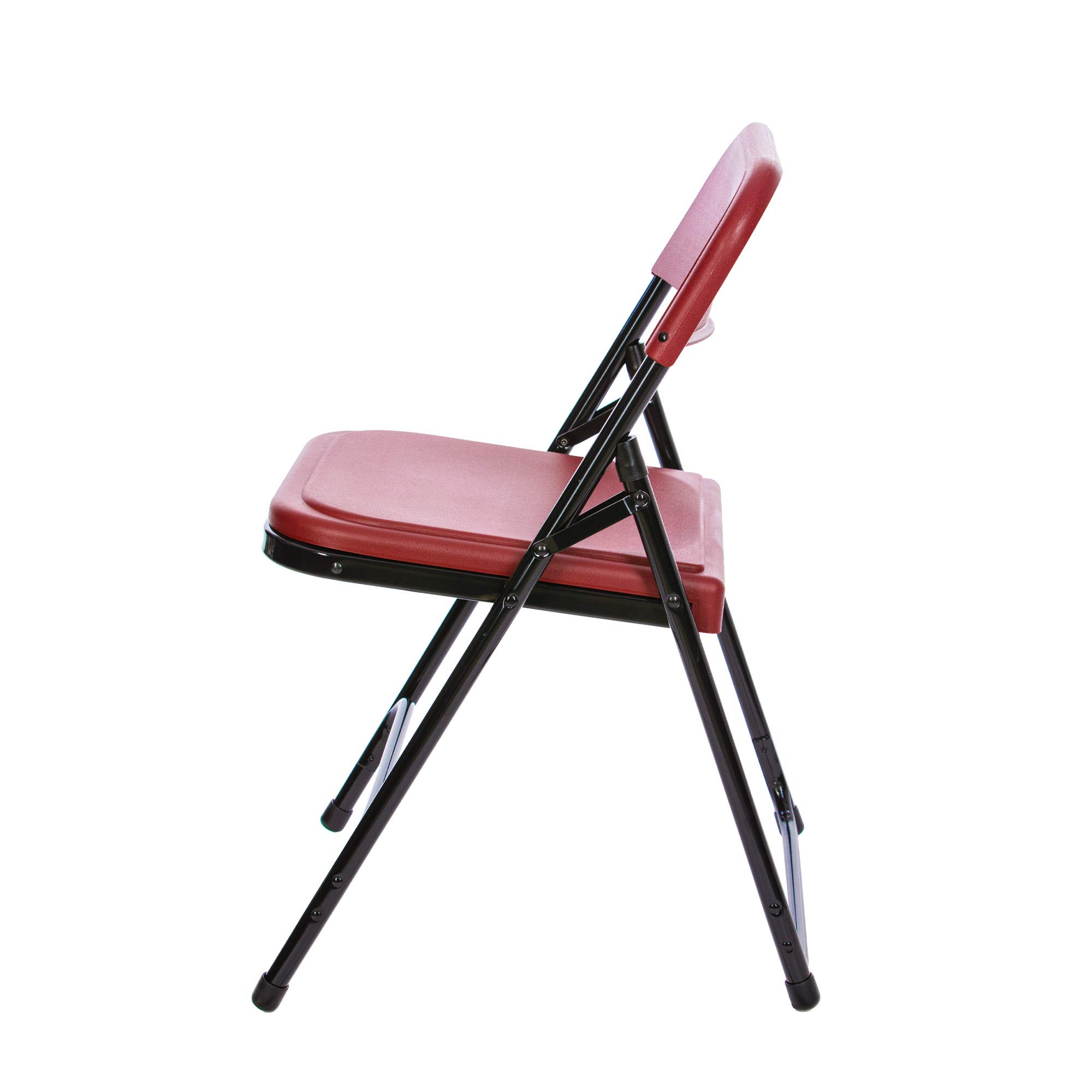 OEF Furnishings Premium Lightweight Plastic Folding Chair - Burgundy Red, Portable & Sturdy for Indoor/Outdoor Use - Perfect for Parties, Camping, Picnics & Events