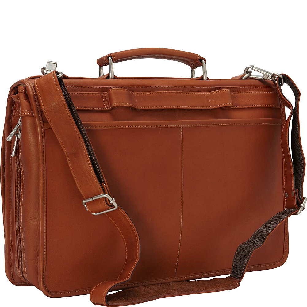 Expandable Laptop Briefcase with Two Sections - Chocolate Brown Leather Portfolio for 13-15 Inch MacBook & Business Travel - Perfect for Office Professionals & Commuters