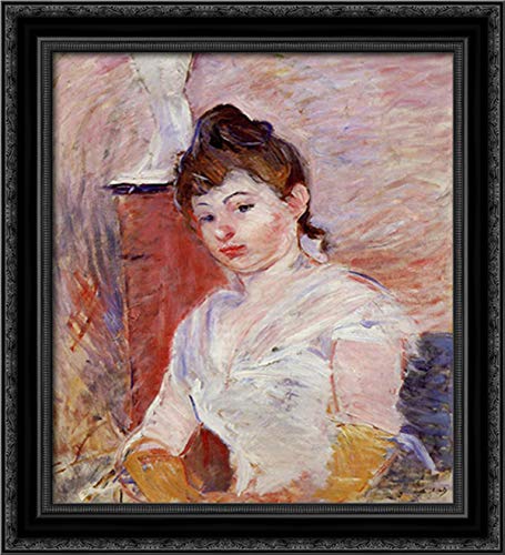 Berthe Morisot White Dress Girl 20x22 Black Ornate Wood Framed Canvas Art - Perfect for Nursery, Bedroom & Living Room Wall Decor
