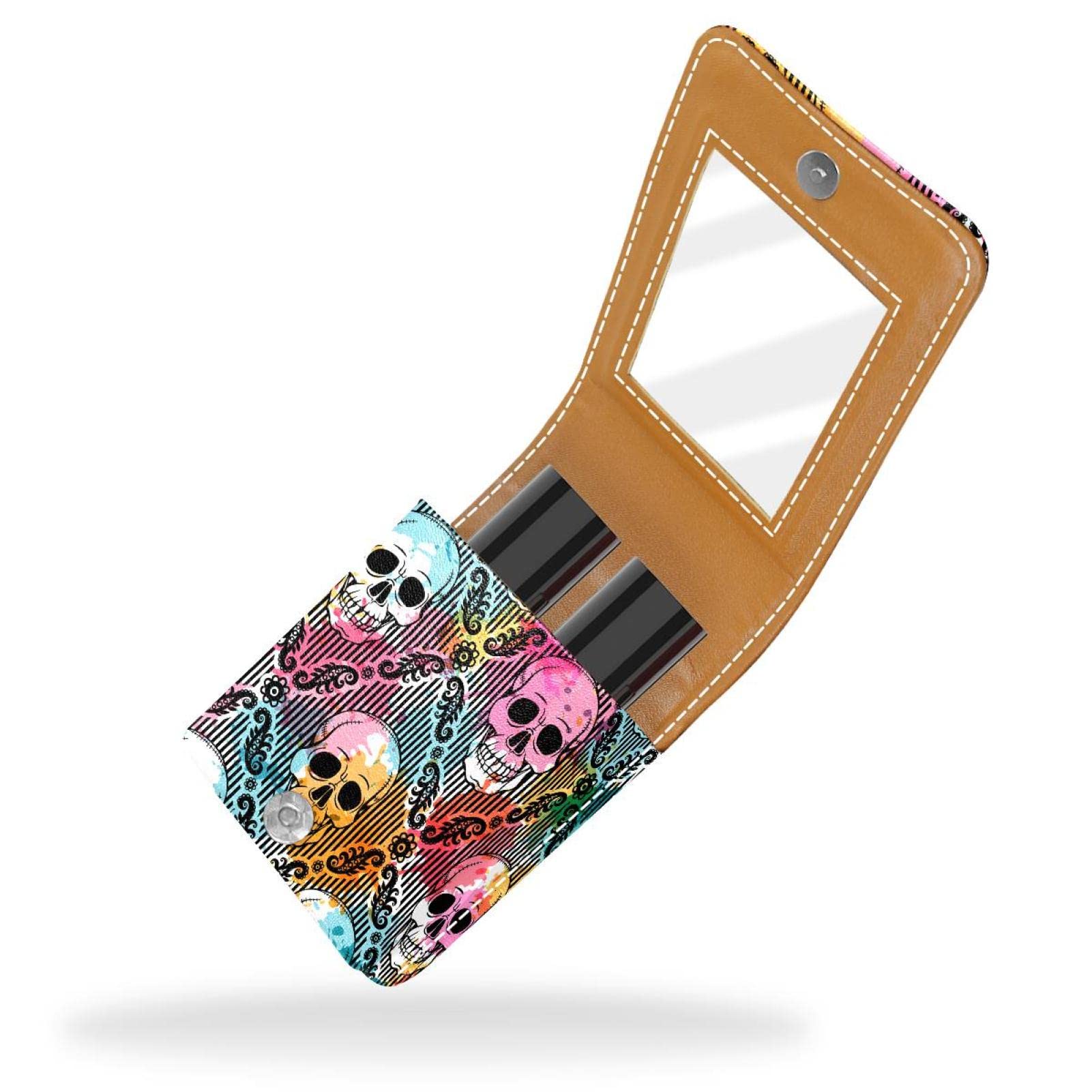 Custom Lipstick Holder Case - Portable Makeup Bag & Cosmetic Organizer with Gothic Skull Design for Women | Perfect for Travel, Purse, and Everyday Makeup Storage
