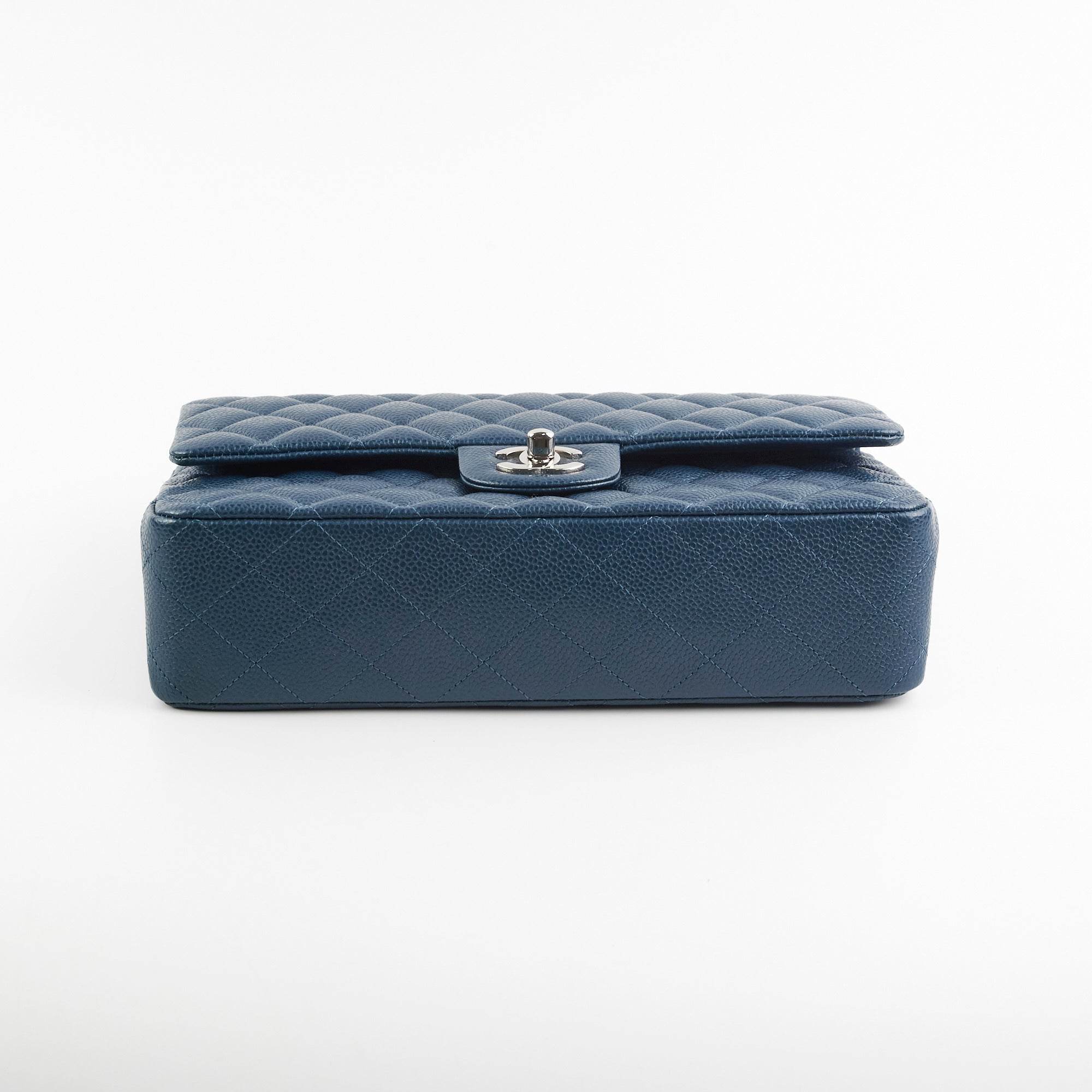 Chanel Medium/Large Double Classic Flap Bag in Navy Caviar Leather - Perfect for Work, Evening Events & Luxury Fashion Accessories