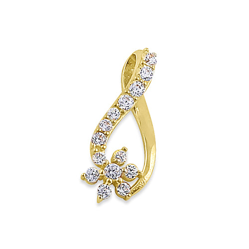 14K Yellow Gold Flower CZ Pendant Necklace for Women - Elegant Cubic Zirconia Floral Jewelry Gift for Birthday, Anniversary & Valentine's Day
