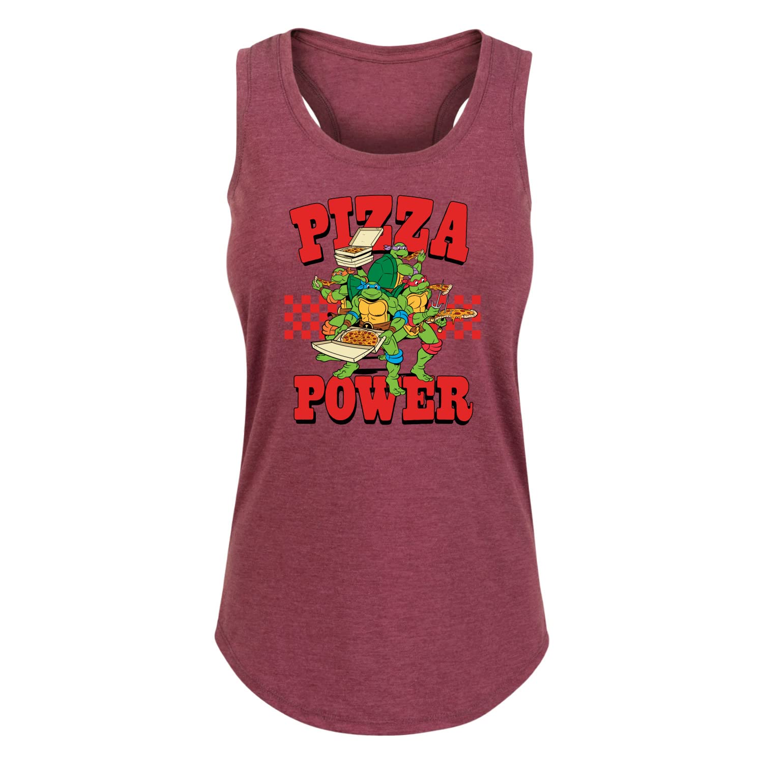HYBRID APPAREL Teenage Mutant Ninja Turtles Pizza Power Women's Racerback Tank Top - Soft Breathable Workout Top for Gym, Yoga & Casual Wear