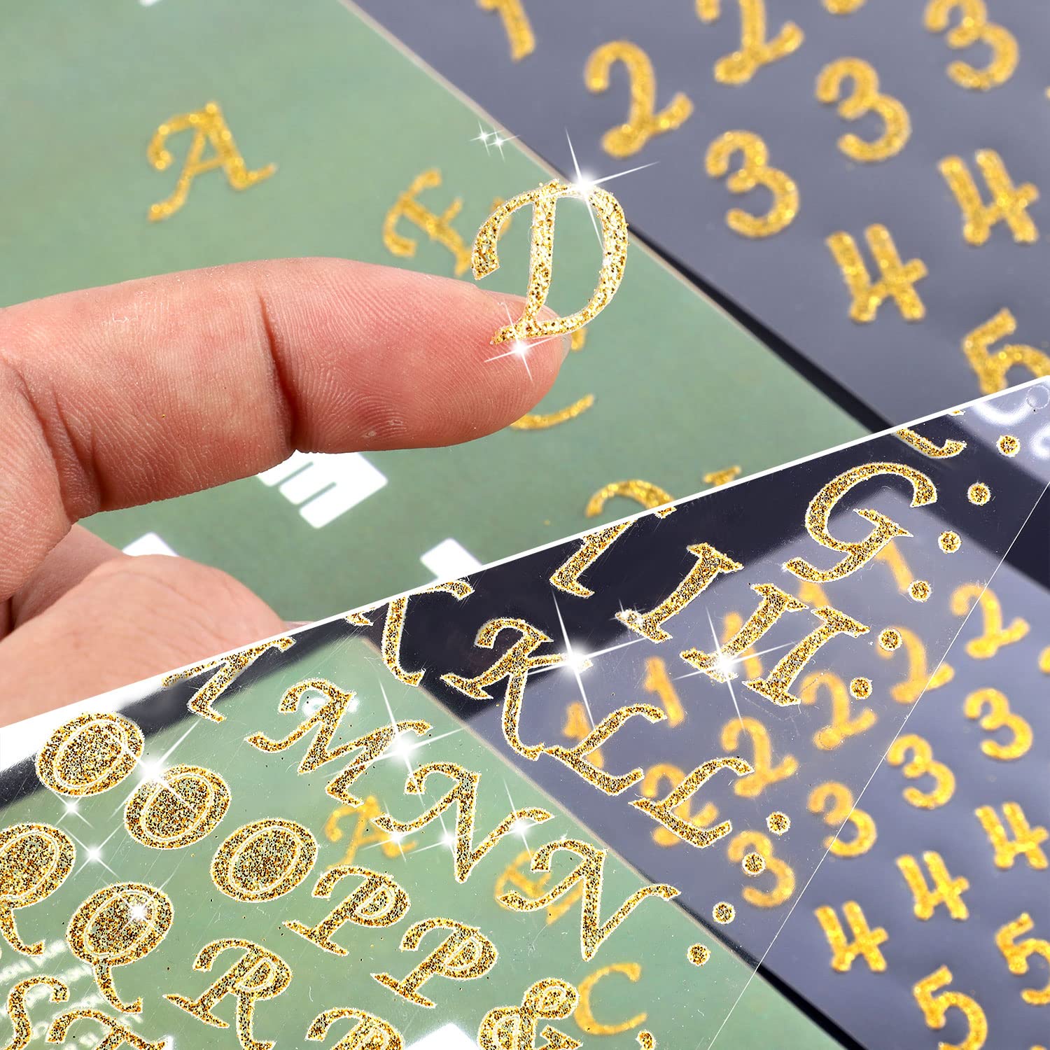 Gold & Silver Glitter Alphabet Number Stickers - 8 Sheets Self-Adhesive Letter Stickers for Scrapbooking, Graduation, DIY Crafts - Perfect for Cards, Journals, Party Decorations