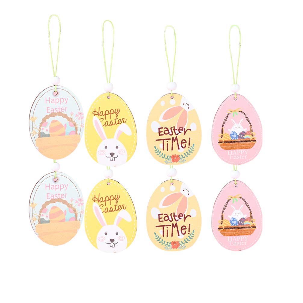 8pcs Easter Egg Wooden Ornaments - DIY Wood Rabbit Cutouts, Painting Egg Discs & Slices Tags for Easter Party Decor - Perfect for Easter Tree Hanging, Home Decoration, and Spring Festival Crafts