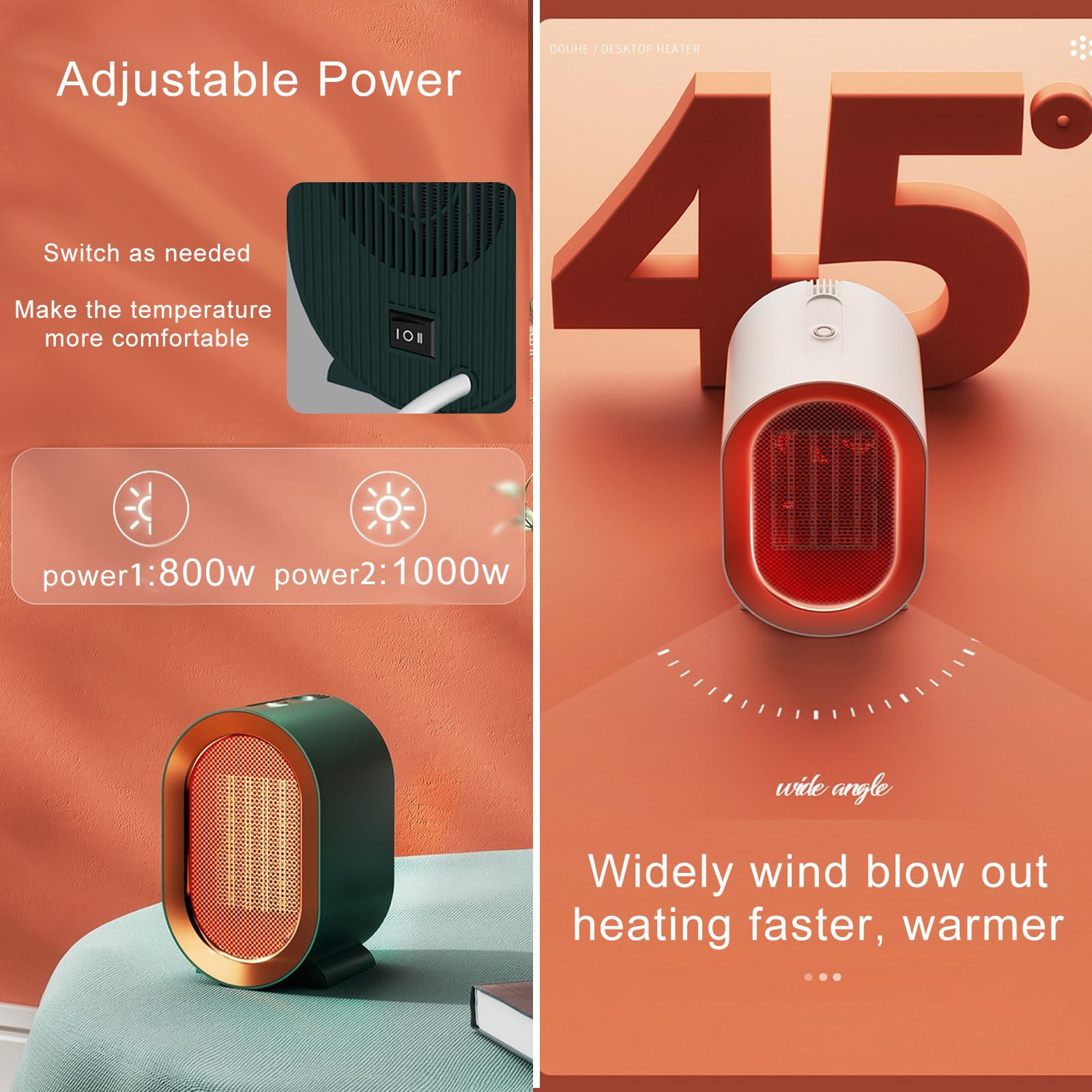 1200W Electric Space Heater for Indoor Use - Portable Small Room Heater with Fan for Bedroom, Bathroom & Office | Quiet Under Desk Mini Heater for 300 Sq Ft Spaces | Perfect for Home, Office & Dorm Rooms