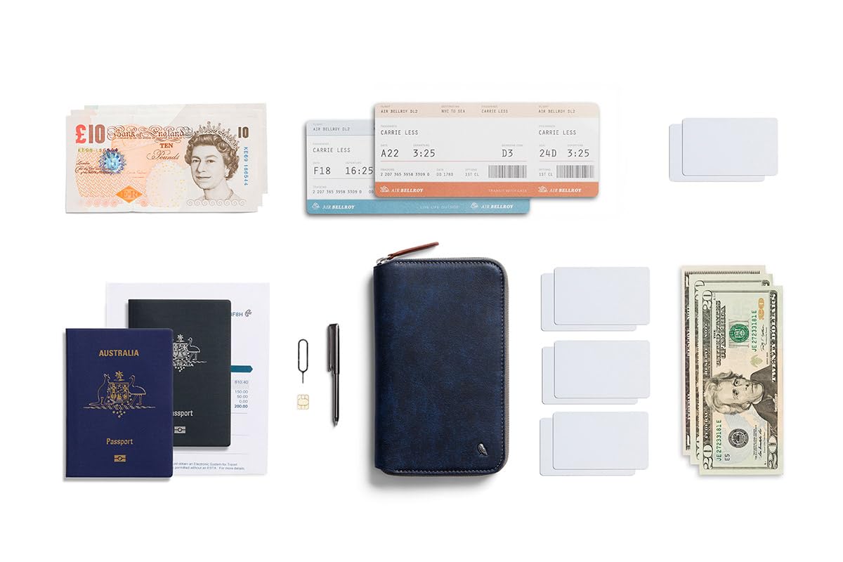 Bellroy Premium Leather Travel Folio – Second Edition in Ocean Blue | RFID Protection for Passport, Cards & Cash | Perfect for Business Trips & International Travel