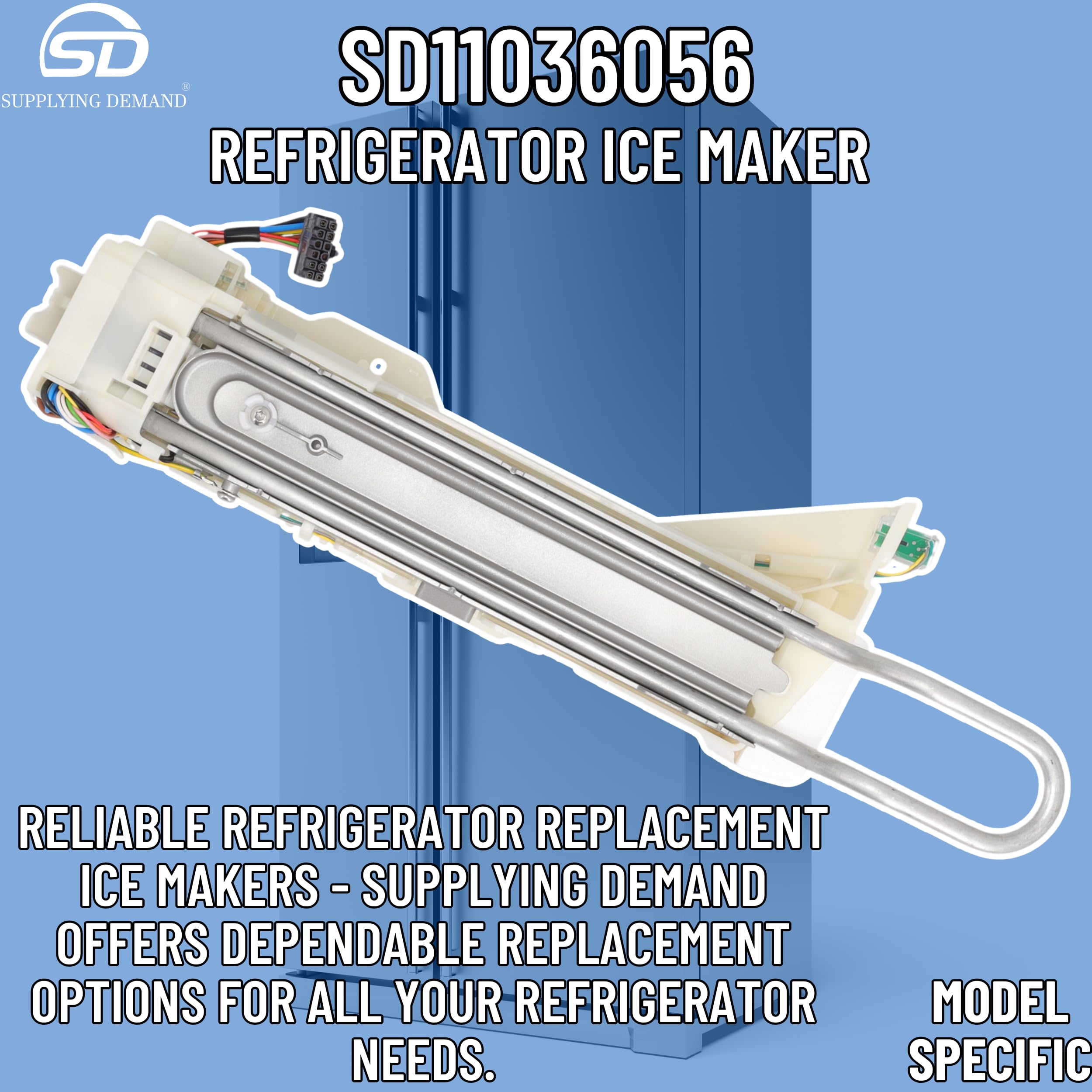 11036056 Refrigerator Ice Maker Replacement for Fridge - Compatible with AP6991261 - Perfect for Home Kitchen Appliance Repair & Ice Production