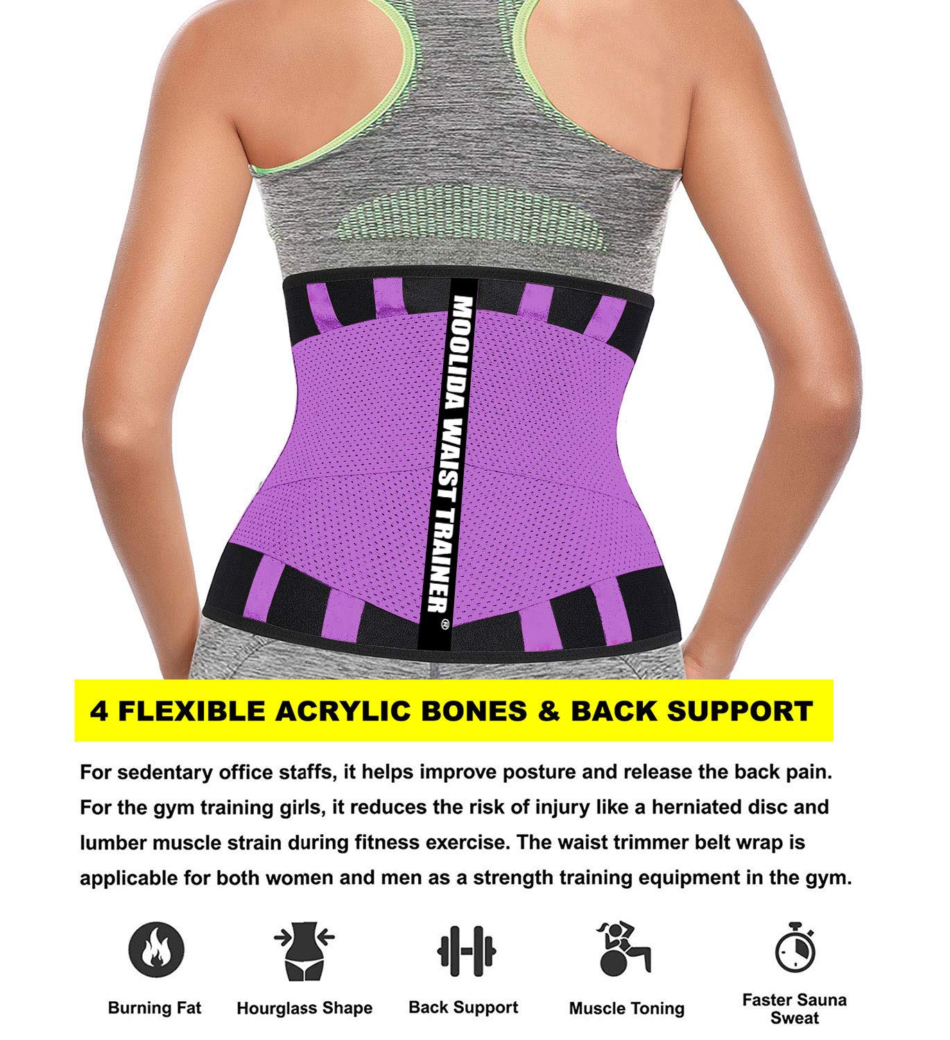 Moolida Waist Trainer Belt for Women & Men - Slimming Waist Trimmer, Workout Belt, Back Support - Perfect for Gym, Weight Loss & Postpartum Recovery