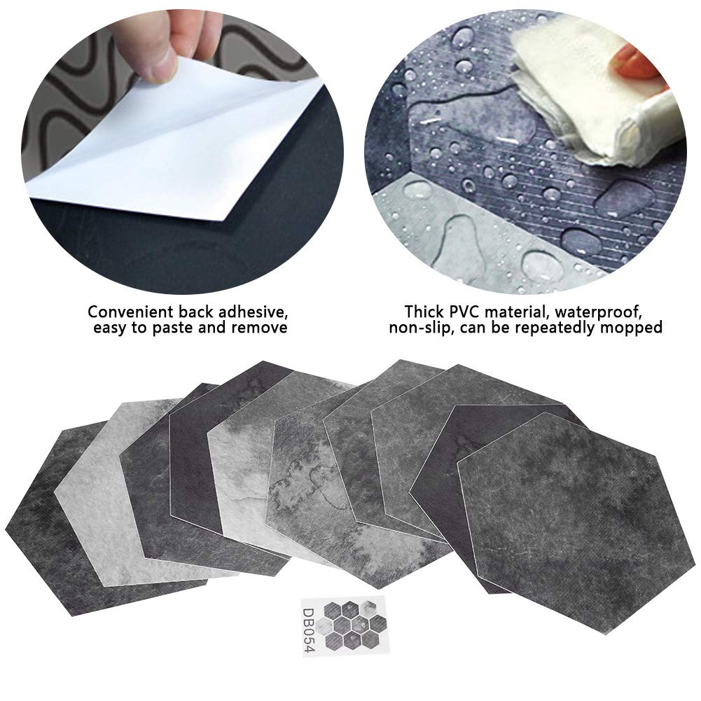 Non-Slip Hexagonal Floor Stickers - Grey Peel and Stick Waterproof Staircase Decals, Self-Adhesive Wood Plank Wallpaper for Home Decor, DIY Living Room, Bedroom & Staircase Safety