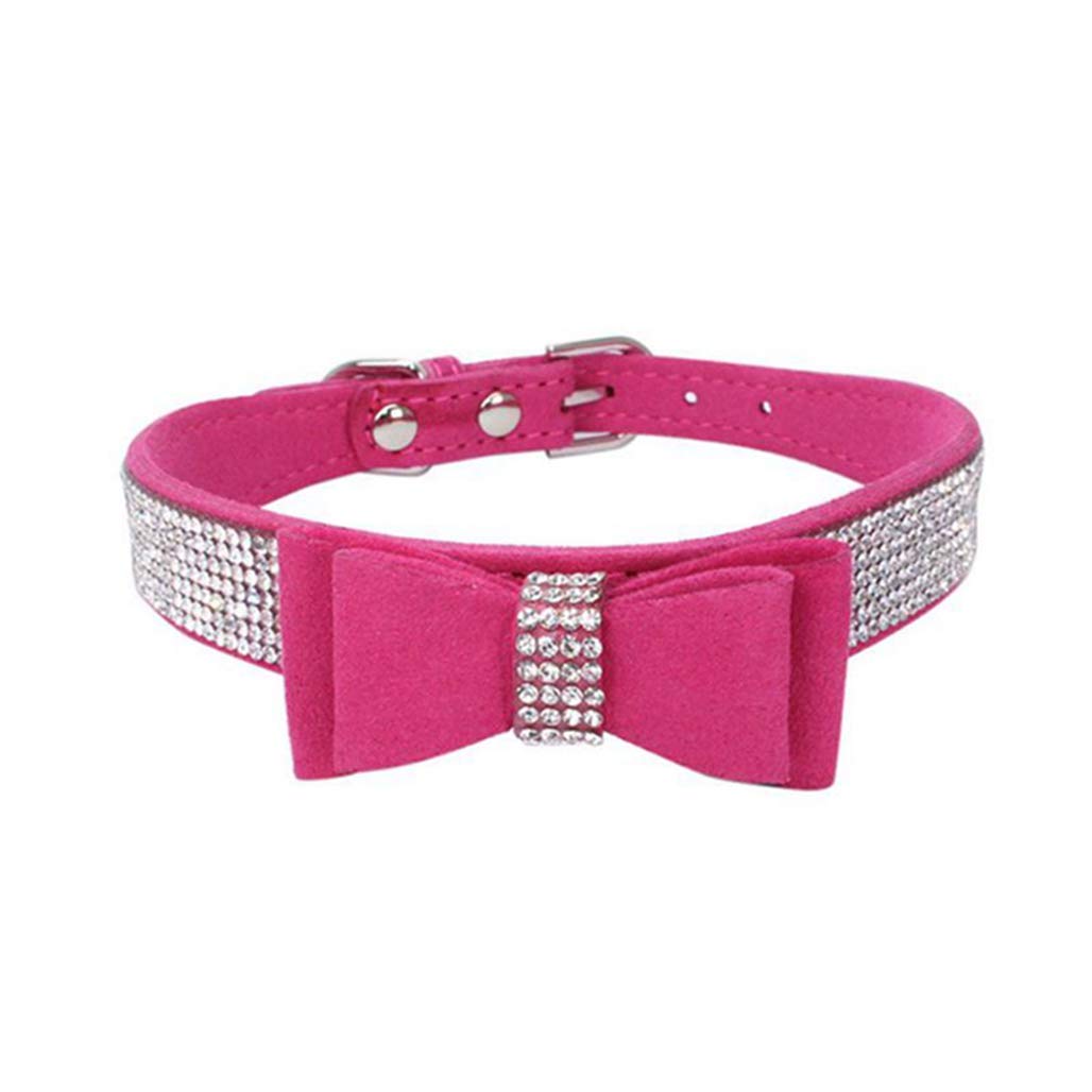 Sparkling Rhinestone Dog Collar - Soft Suede Leather Pet Collar with Crystal Diamonds for Small Dogs & Cats | Elegant & Dazzling Accessory for Parties, Weddings & Special Occasions