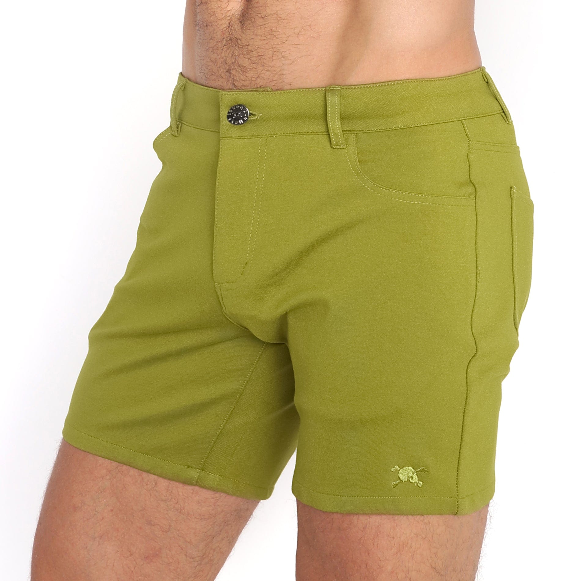 Green Logo Knit Stretch Shorts - Comfortable Casual Wear for Men & Women | Perfect for Gym, Lounge, and Everyday Use