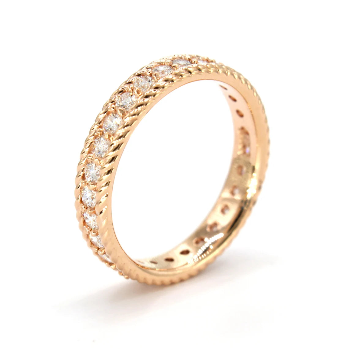 0.90 Carat Diamond Eternity Wedding Band, Vintage Rope Edge Design Ring for Women - Perfect for Anniversary Gifts, Bridal Jewelry & Special Occasions
