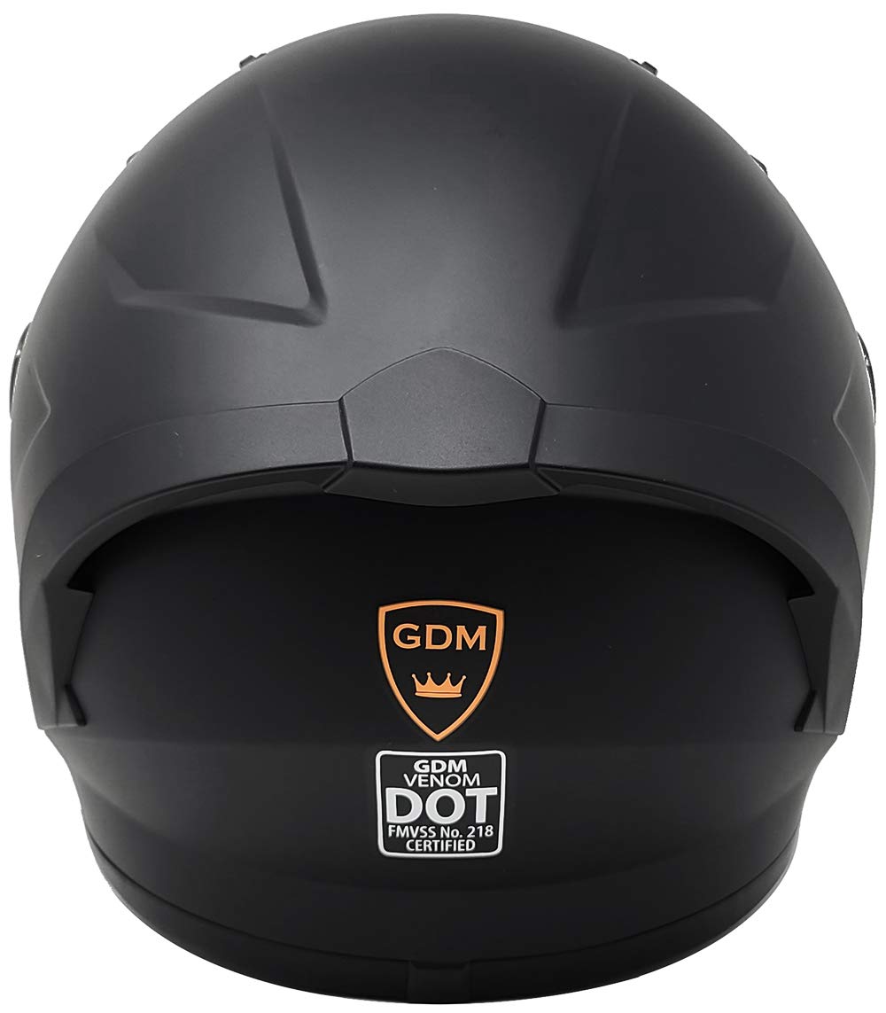 GDM Venom Full Face Motorcycle Helmet - DOT Approved for Street & Racing - Lightweight & Comfortable for Long Rides - Perfect for Cruiser, Sport Bike & Touring Riders