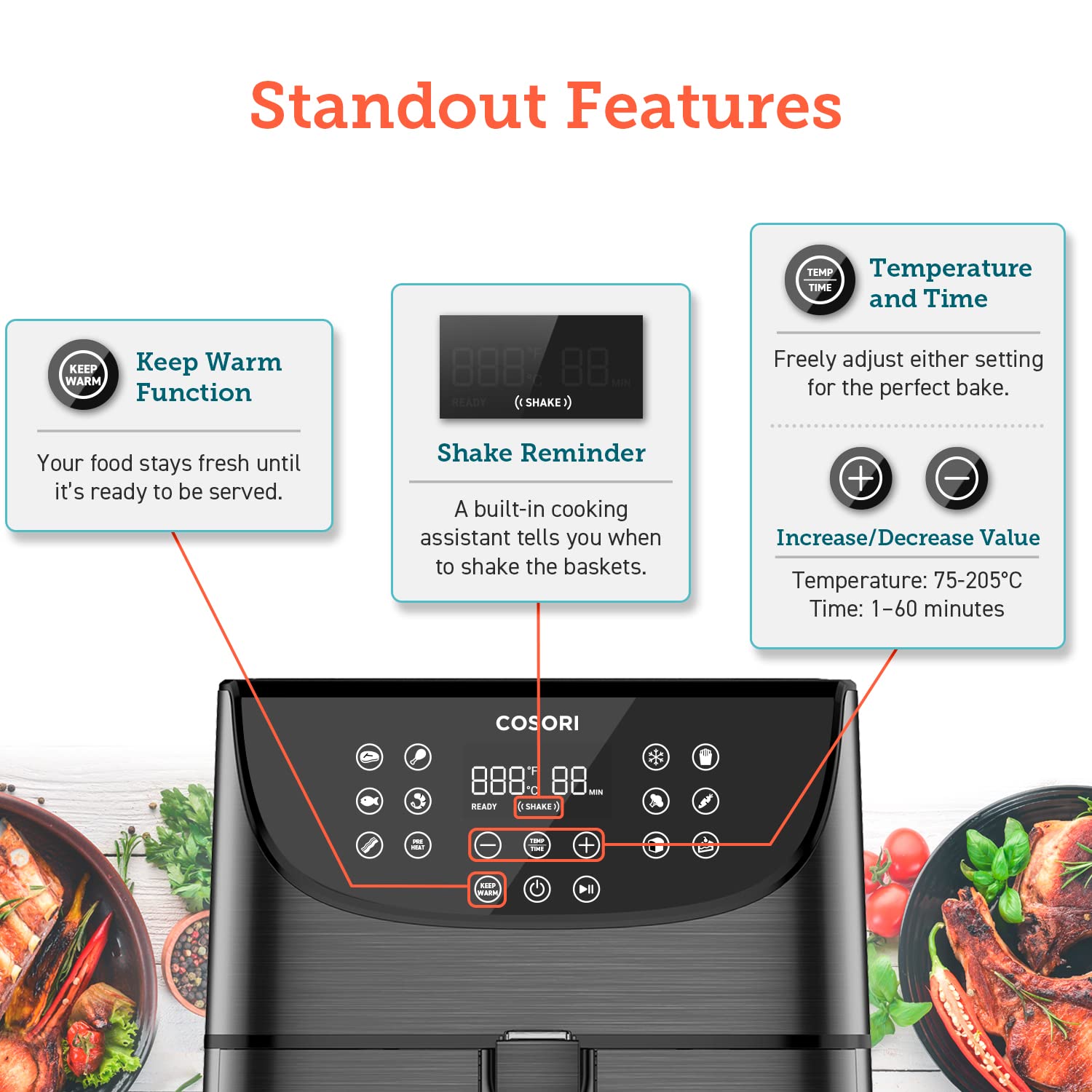 COSORI Air Fryer Oven 3.5L with Rapid Air Circulation Technology - 11 Presets, Digital Touchscreen, Nonstick Basket & Shake Reminder - Includes 100 Recipe Cookbook - Perfect for Healthy Cooking, Meal Prep & Family Dinners (1500W)