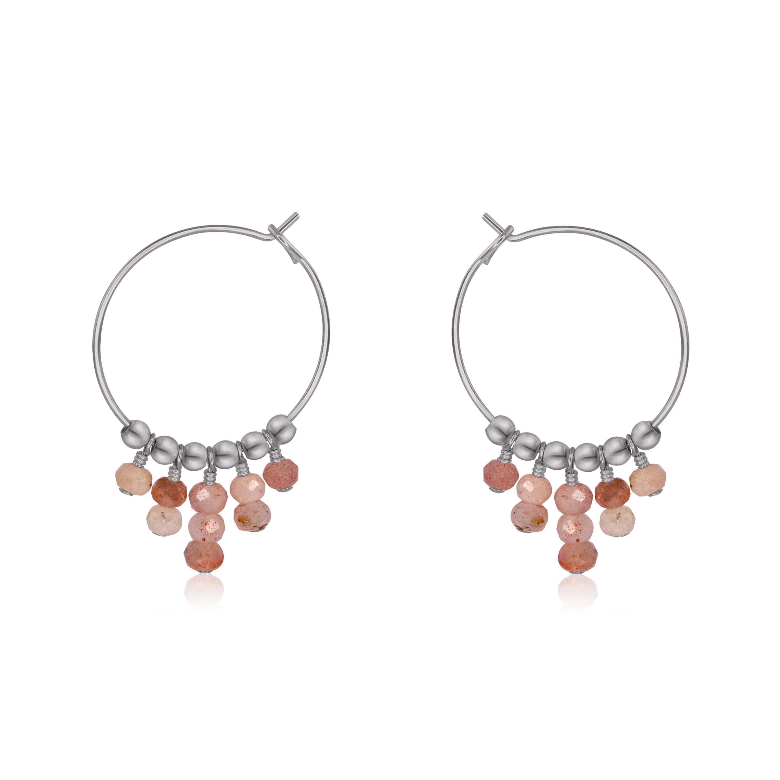 Sunstone Statement Hoop Earrings for Women - Elegant 14K Gold Plated Dangle Earrings | Perfect for Parties, Weddings & Everyday Wear