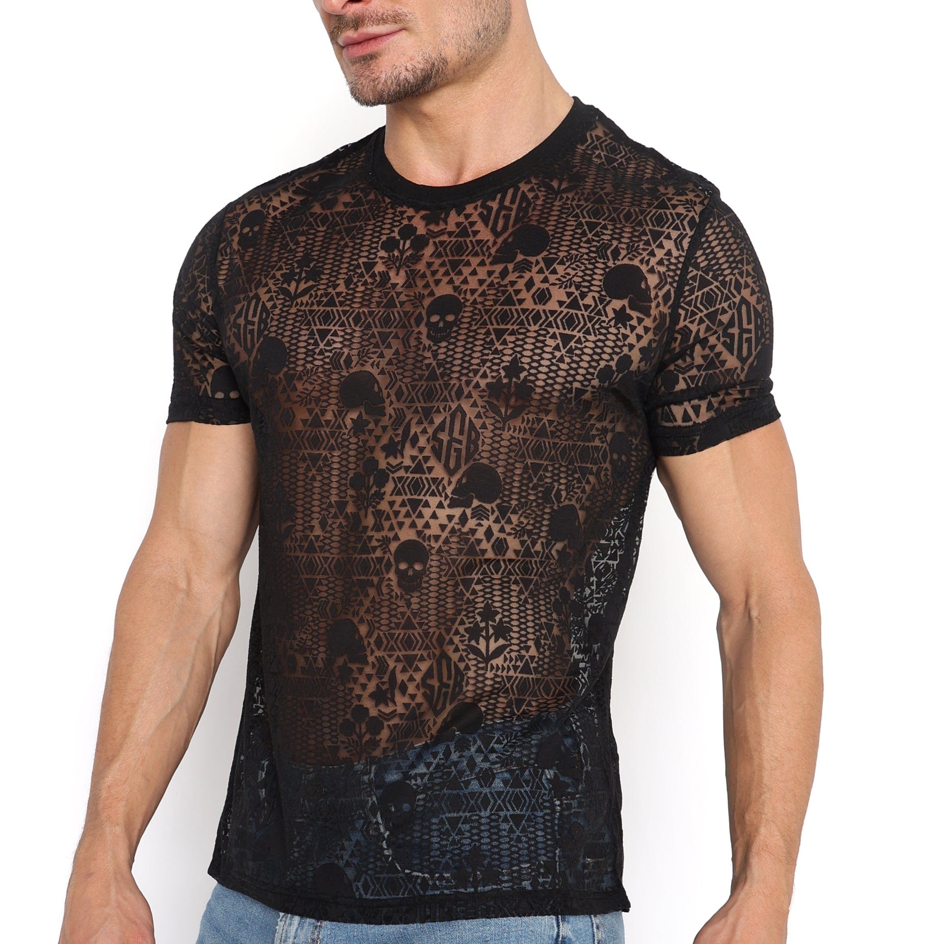 Skull & Bones Burnout Tee - Black Distressed Vintage T-Shirt for Men | Gothic Streetwear, Rock Band Merch | Perfect for Concerts, Halloween & Casual Outfits
