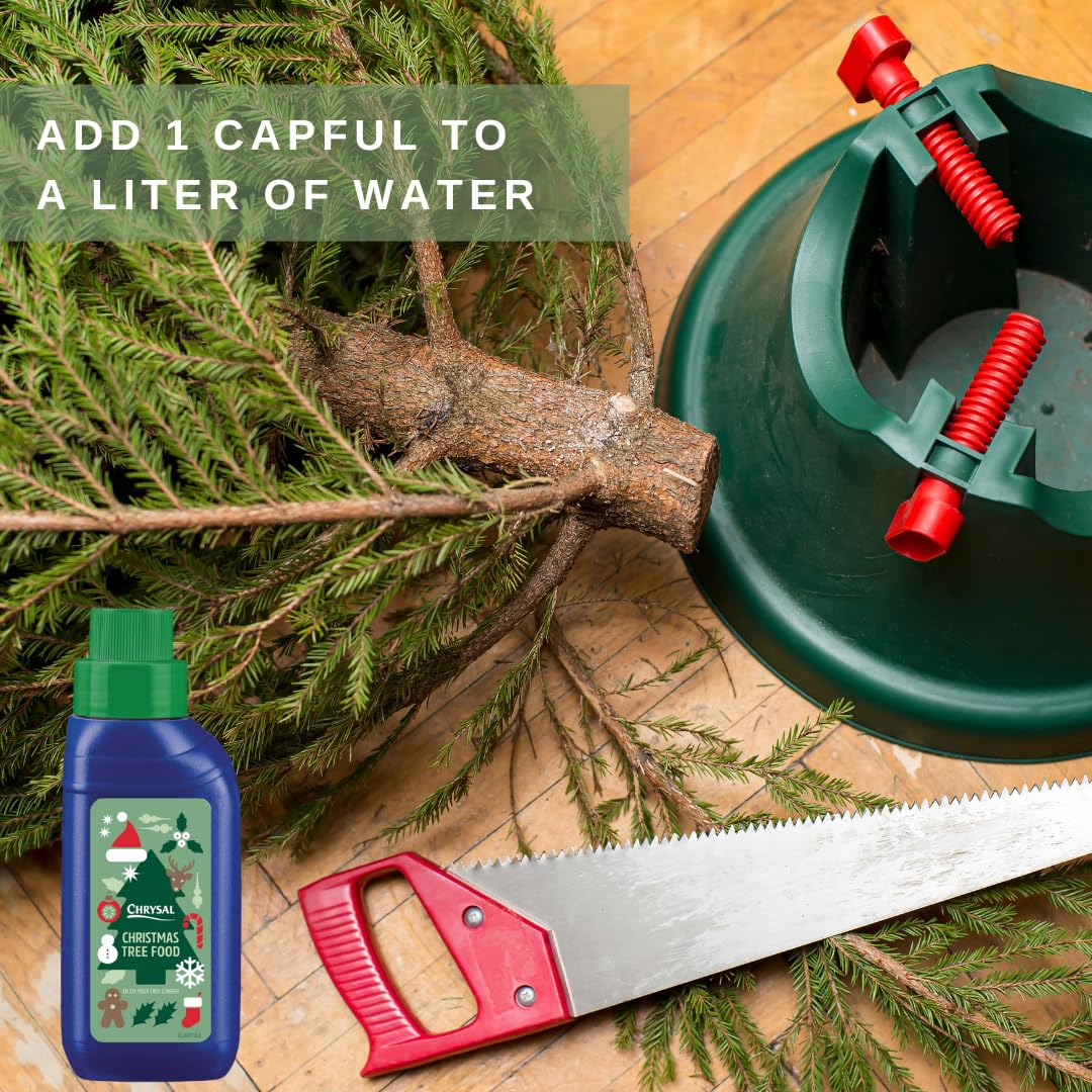 Chrysal Christmas Tree Food Liquid - Pine Tree Life Extender & Plant Care Solution for Greener Stronger Trees - Floral Supplies & Holiday Decorations - Perfect for Home, Office, and Christmas Tree Farms