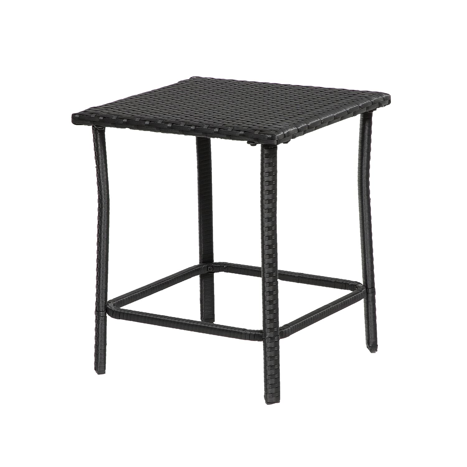 3-Piece Rattan Wicker Bistro Set for Outdoor Patio - Black/Gray & Navy, Weather-Resistant Conversation Seating for Garden, Balcony or Poolside Relaxation