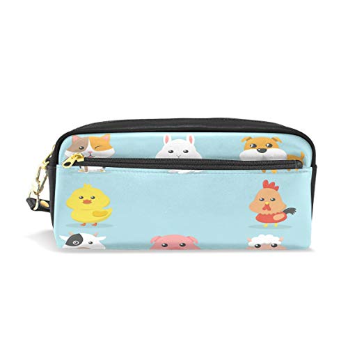 PU Leather Farm Animal Print Cosmetic Bag - Pig, Dog, Sheep Travel Makeup Clutch Pouch for Women | Waterproof Toiletry Organizer for Travel, Gym & Daily Use