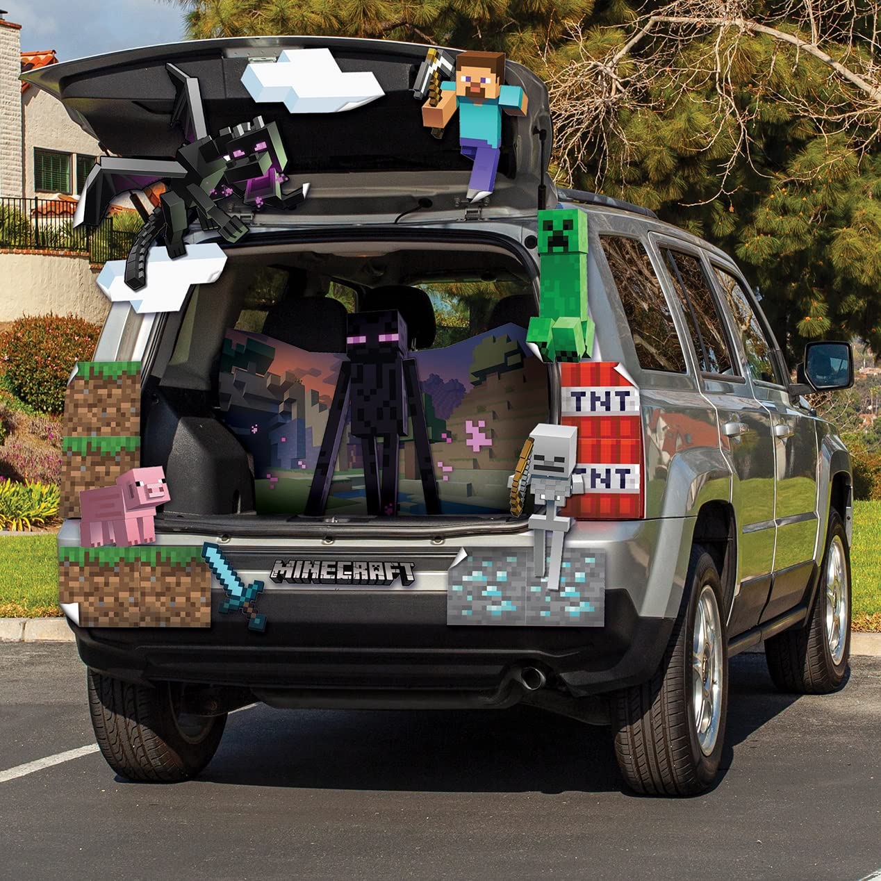 Official Minecraft Trunk or Treat Car Decorations Kit - Halloween Themed Panels for Cars & SUVs - Perfect for Halloween Parties, School Events & Trick or Treating