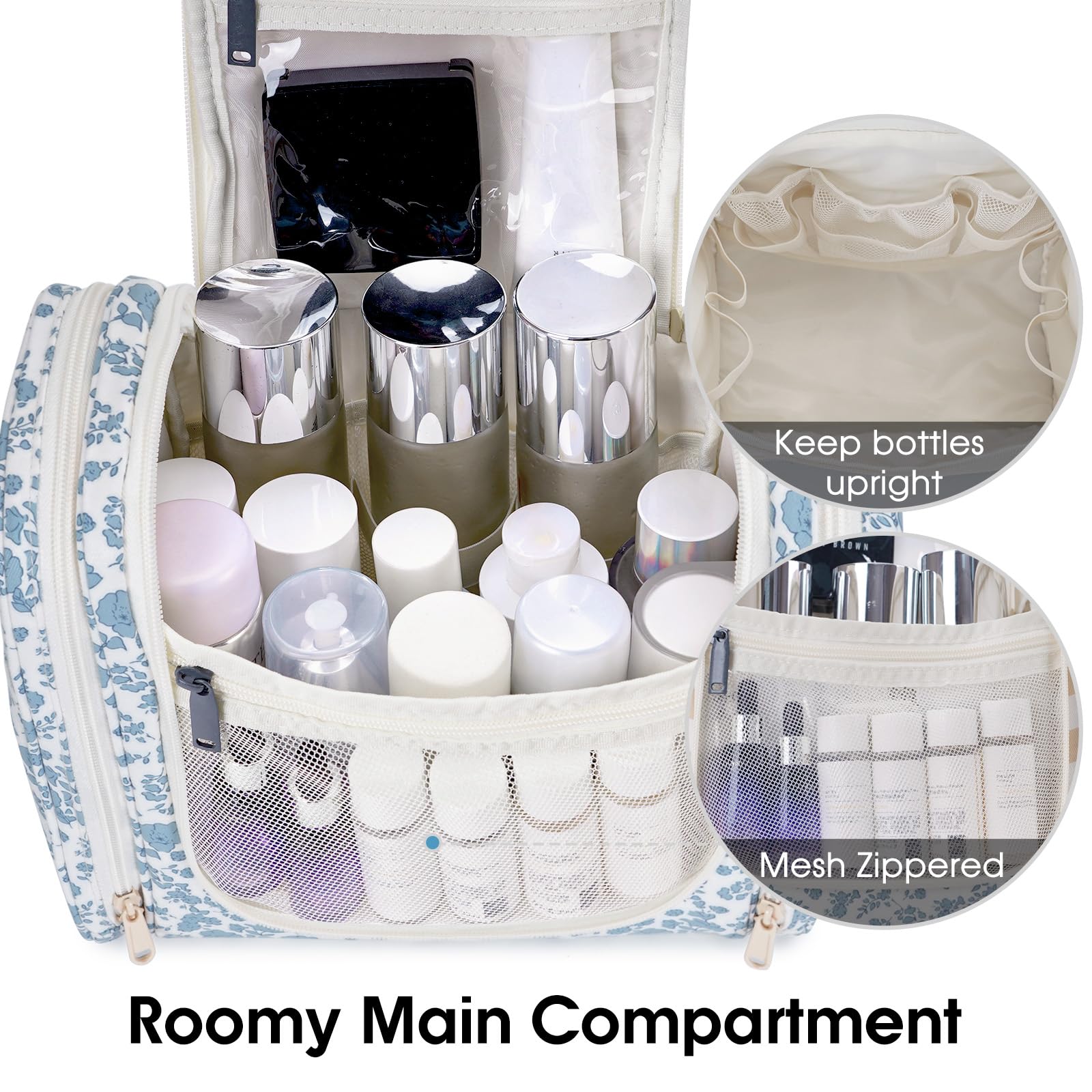 Narwey Hanging Toiletry Bag for Women - Waterproof Travel Makeup Organizer with Multiple Pockets for Cosmetics, Skincare & Essentials - Perfect for Vacation, Gym, Camping & Business Trips