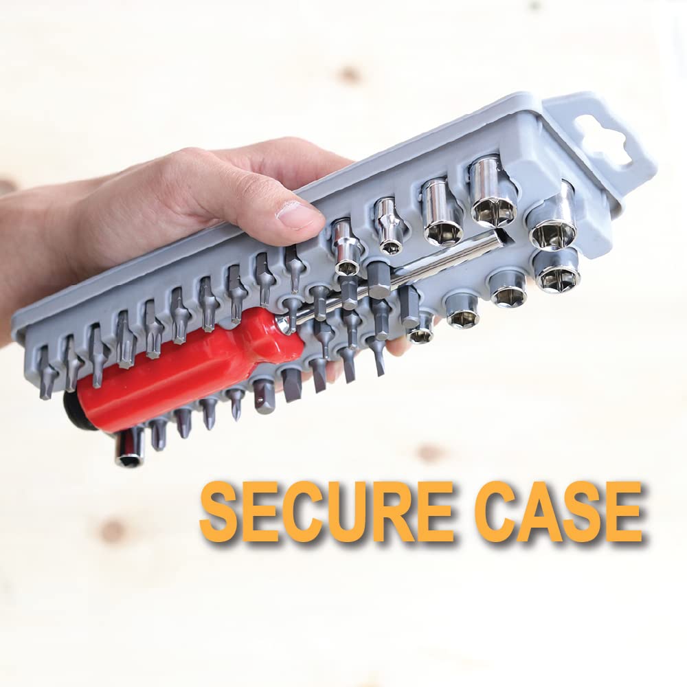 BoxerTool 39-Piece Magnetic Screwdriver Set with Precision Sockets & Bits - Compact DIY Tool Kit for Home Repair, Electronics, and Automotive Maintenance