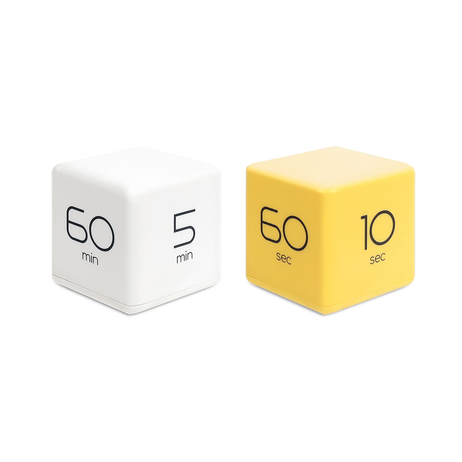 Mooas Cube Timer Set - Yellow (10,20,30,60 Min) & White (5,15,30,60 Min) - Study Timer, Cooking Timer, Workout Timer for Kids & Adults - Perfect for Classroom, Kitchen & Gym Time Management