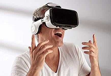 Sharper Image Bluetooth VR Headset with Built-in Wireless Earphones - Immersive 3D Virtual Reality Glasses for Gaming, Movies & Travel Entertainment