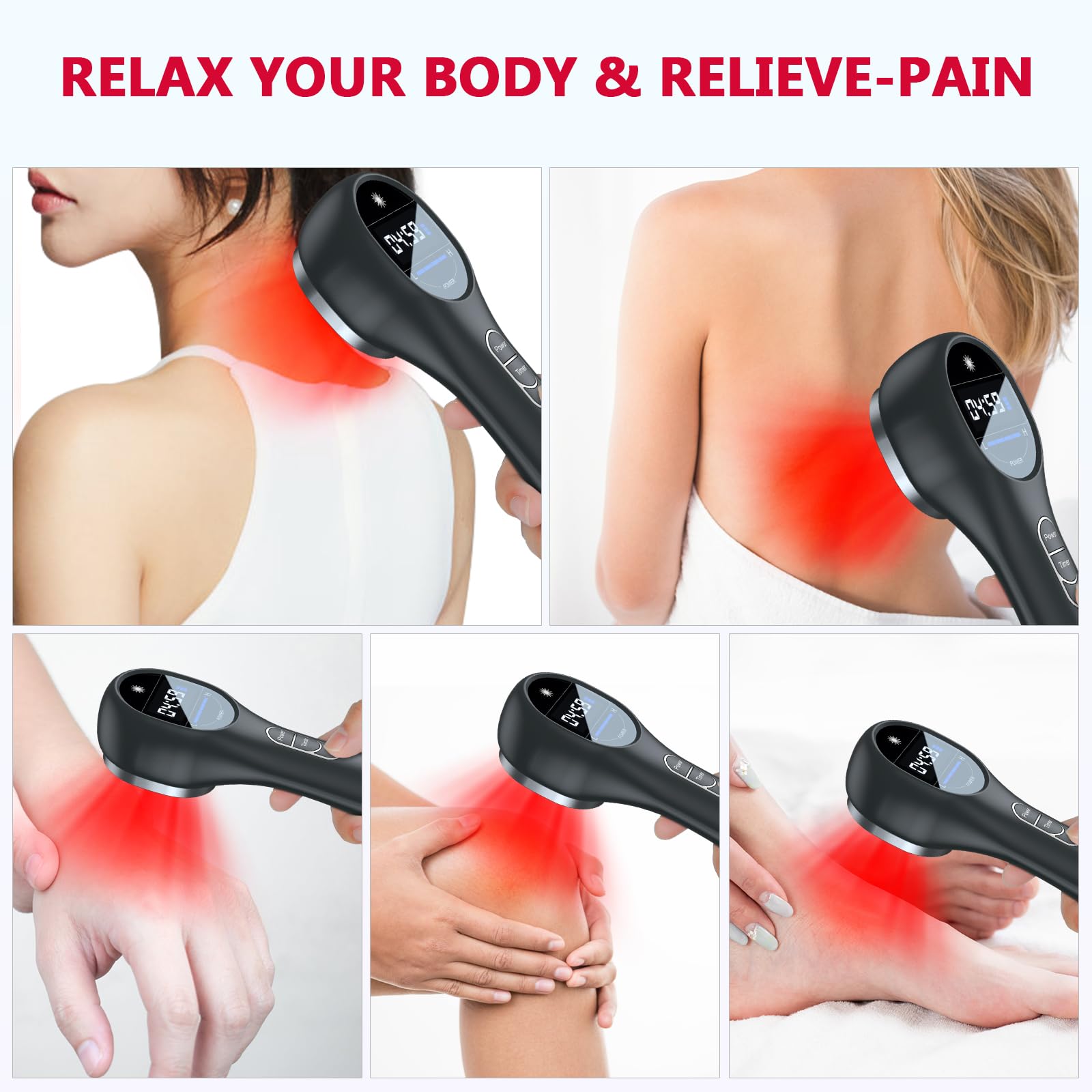 Red Light Therapy Device for Pain Relief - 3x 808nm Near Infrared & 14x 650nm Red Light with LED Display - Muscle & Joint Recovery, Skin Rejuvenation - Perfect for Home Use, Athletes & Chronic Pain Sufferers