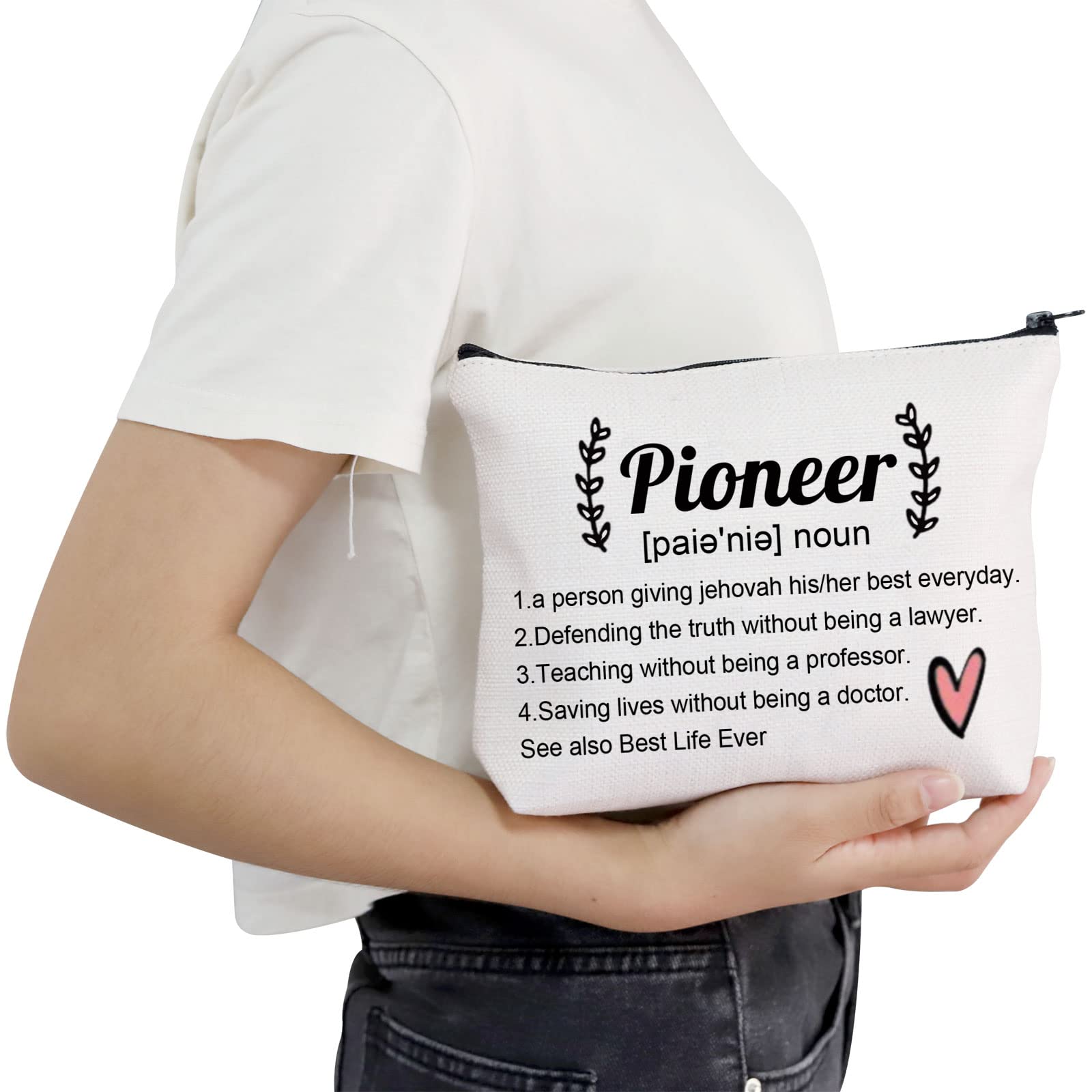 POFULL Pioneer Definition JW Gift - Best Life Pioneer Gift for Jehovah's Witnesses & Pioneers - Premium Makeup Bag (Ideal for Ministry, Travel & Daily Use)