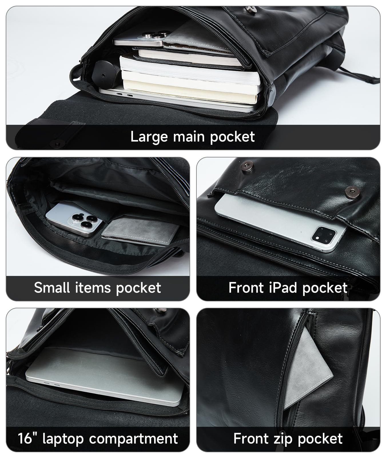 Premium Waterproof Leather Laptop Backpack for Men - Fits 14