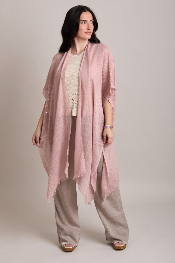 Elegant Astra Sequined Ruana Shawl - Women's Glamorous Evening Wrap for Parties, Weddings & Special Occasions