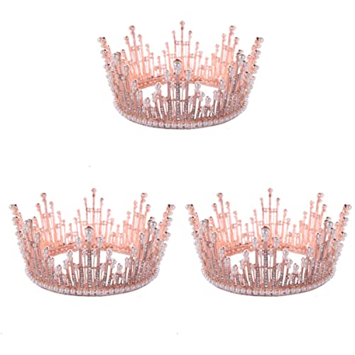 FRCOLOR Women's Rhinestone Headbands Set of 3 - Pearl Hair Accessories, Baroque Tiaras & Wedding Crowns for Brides, Princess Parties & Special Occasions
