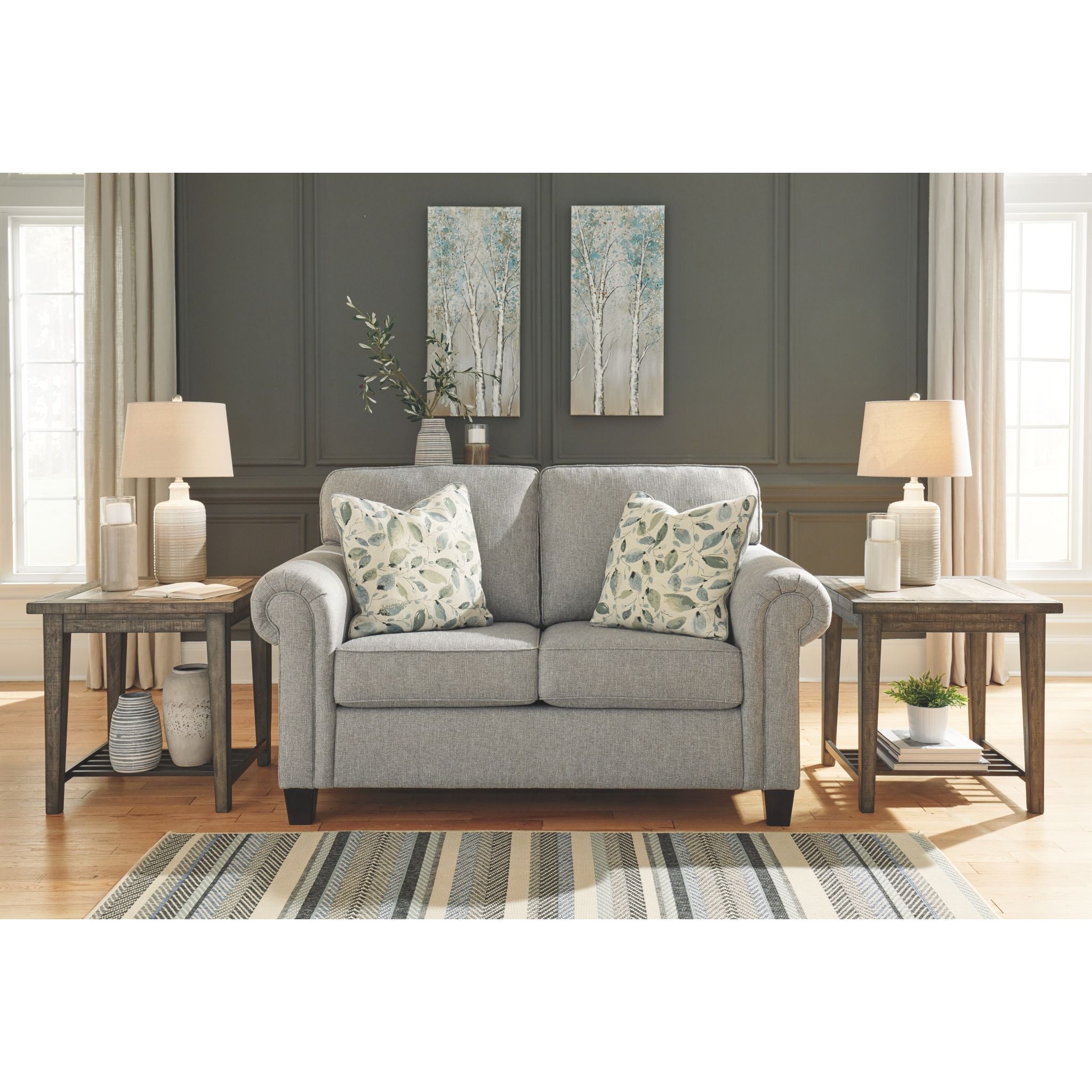 Alandari Gray Loveseat Sofa - Modern Small Couch for Living Room, Apartment & Office - Comfortable Two-Seater with Soft Fabric