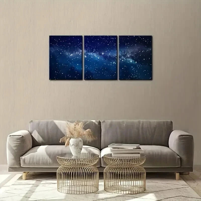 3-Piece Deep Space High Definition Star Metal Wall Art - Ready to Hang Galaxy Decor for Living Room, Bedroom & Office