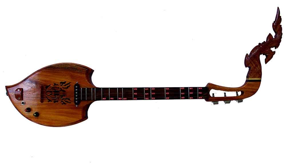 Isarn Acoustic Electric Phin 3 Strings - Traditional Thai Lao Asian Guitar Folk Musical Instrument | Authentic Thailand Pin60 for Home Performances, Cultural Events & Music Lessons
