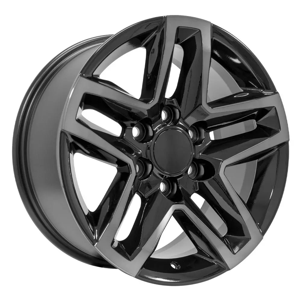 18 Inch CNC Black Wheel Replacement for Chevy Silverado Trail Boss 18x8.5 - CV34B Replica Rim - Durable Alloy Wheels for Off-Road & Street Driving